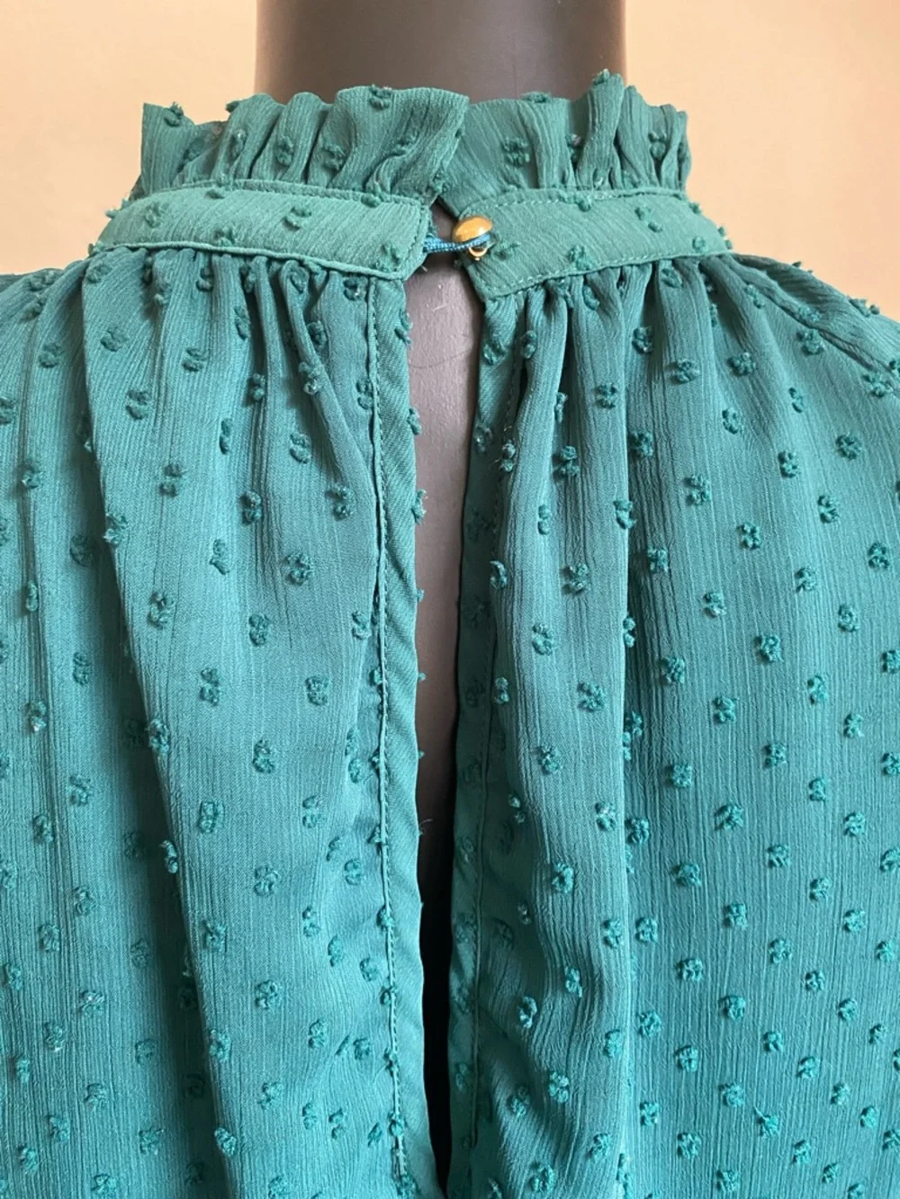 MUD PIE Green Swiss Dot Tiered Long Sleeve Mini Dress - Picture 9 of 14